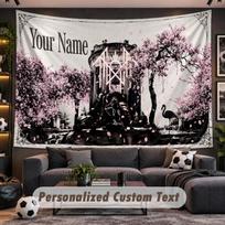 Sleep Token Personalized Tapestry Support Custom Name, Wall Art Home Decoration 100cmx150cm black