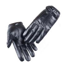 Male Outdoors Full Finger Gloves  Gloves Fashion Accessories Men Leather Mittens L-with velvet gray