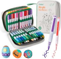 Ohuhu Acrylic Paint Markers 48 Paint Pens Reversible Tip Acrylic Markers Waterproof for Rock Painting Easter Egg Wood Plastic gray