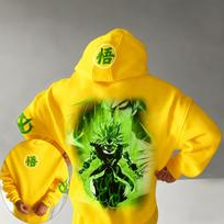 Dragon Ball Anime Broli Printed Hoodie Autumn/Winter New Men's and Women's Loose Casual Harajuku Large Size Parent Child Sweater 120 green