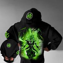Dragon Ball Anime Broli Printed Hoodie Autumn/Winter New Men's and Women's Loose Casual Harajuku Large Size Parent Child Sweater 110 gray