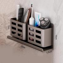 Bathroom Shelves Multifunctional Washbasin Storage Tube Toothbrush Razor Storage Rack Wall-Mounted Bathroom Supplies L pilka spalva