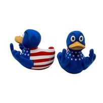 Middle Finger Duck Rubber Ducks Finger Trump Bidem With Us Flag Pattern Space-saving Yellow Duck For Jeep Car Truck Dashboard Interior blue