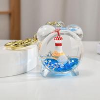 Oil Filled Glass Pocket Fish Keychain Vibrant Glass Keychain Ornament  Home Decor Alarm clock gray