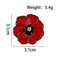 Red Poppy Festival Brooch: Flower-Shaped Metal Badge Commemorative Ornament red