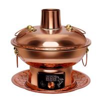 Tie Mu Cheng Dual-Use Copper Mandarin Duck Hot Pot brown