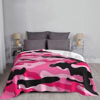 Pink Camouflage Blanket Super Soft Warm Light Thin Pink Camo Camouflage Military Pattern Size: 75*100cm, Weight: 280 GSM