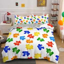 3D Print Colorful Puzzle Duvet Cover King Queen Geometric Figure Quilt Cover Simple Polyester Bedding Set for Kids Boys Girls EU Single(135*200cm)3pcs gray