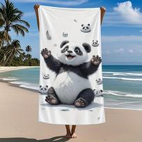 Mielas Panda Greitai Džiūstantis Mikropluošto Vonios Rankšluostis Minkštas Sugeriantis ir Kompaktiškas Idealiai Tinka Plaukimui Kelionėms ir Kasdieniam Naudojimui W100*H180(CM)