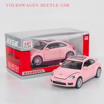 1:32 Scale Beetle GSR automobilio modelis, atitraukiamas atgal akustinio-optinio lydinio liejimo gatvės metalo verslo automobilių modelis Vaikų žaislinio lydinio automobilio modelis 1/32-15x7x5cm rožinė