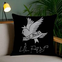 L-Lil Peep H-Hell Boy Pillow Case Sofa Short Plush Double-Sided Hd Printing Room Home Office Gift Cushion Cover Peach skin 18*18(CM)-1Pcs gray