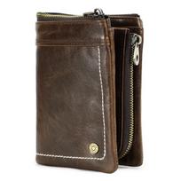 Mens Genuine Leather RFID Blocking Wallet With AirTag Slot 3-Fold Short Style Daily Use Black