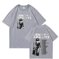 Lenny Kravitz Gyvai 2026 Grafinis Marškinėlis Vyrams Moterims Aukštos Kokybės Medvilninis Marškinėlis Madingas Vyriškas Trumpomis Rankovėmis Viršus Punk Muzikos Stilius Streetwear M gray