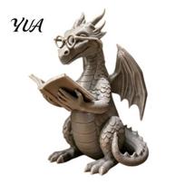 Decorative Book Holder Reading Dragon Figurine with Glasses, Statue, 3D Printed Gift for Fans Bookshelf Decor, Whimsical Desktop Ornament, Lovers E