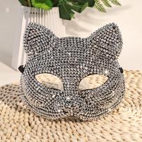 Kalnų krištolo Helovino kaukė-kaukė - Žvilganti pusės veido vakarėlio kaukė Mados aksesuaras Type 1 silver diamond cat girl mask gray