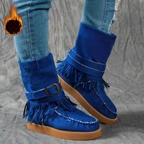Women's Fashionable Platform Adjustable Casual Versatile Tassel Mid Calf Boots Riding Boots for Women Wide Calf Heel 39 gray