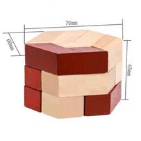 Wooden 3D Puzzle Hexagonal IQ Logic Training Brain Teaser Mind Challenge Montessori Educational Gifts For Kids Boys Girls brown