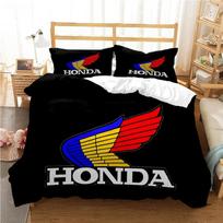 Hrc-Honda Motociklo Logotipas Antklodės Užvalkalas Su Užpildu Lovos Patalynės Komplektai Minkštas Antklodės Užvalkalas Ir Pagalvės Užvalkalai Paaugliams Viengulis Dvigulis Karalienės Karališkas EU Single(135*200cm)3pcs
