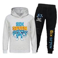 Six Seven Kids Clothes Set Cartoon Steal A Brainrot Boys Girls Hoodie+Pants 2pcs Set Toddler Tracksuit Children Outfits 140 tamsiai pilka spalva