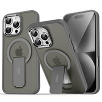Sulankstomas laikiklis Magnetinis telefono dėklas IPhone 17 16 15 14 13 12 11 Pro Max Air Plus Magsafe įkrovimui Kietas galinis dangtelis iPhone17 Pro pilka