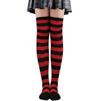 Thigh High Long Socks Warm Cosplay Socks Y2K Aesthetic Over Knee Socks  Cosplay Events Black Red black