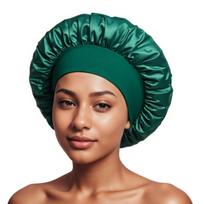 1 pc Women's Solid Satin Bonnet for Long Hair: Nighttime Hair Care, Silk Sleep Hat, Shower Head Wrap, and Hair Styling Tool 30cm diameter high quality žalia
