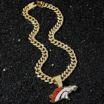 Icy Link Chain Pendant Necklace for Men: Denver Broncos Championship Edition 20inch(50cm) auksas
