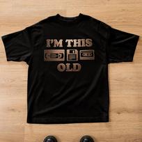 Im This Old Retro Cassette Floppy Disk T Shirt 80s 90s Nostalgia Vintage Streetwear Stylish Fashion Homme Stretched XL beige