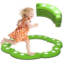 Balance beam, 6 curved segments, sensory protrusions, 50 kg load capacity, green