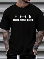 100% Cotton Funny Faith Weights Protein Shakes Christian Fitness T shirt Women's Men's Graphic Tee Causal Tops Fashion T shirt Sh M gray