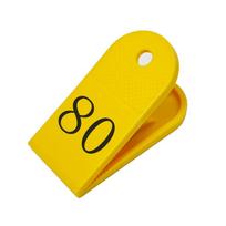 Numbered Plastic Clips & Holders: Tags 1-100 for Serving, Bills, Shoes, and Place Cards. 1-50 Yellow, 50 pcs yellow