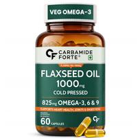 Carbamide Forte Flaxseed Oil Capsules – 1000mg Cold Pressed | omega 3 vegetarian capsules | flax seed oil with Omega 3, 6 & 9 | No Fishy Burps |