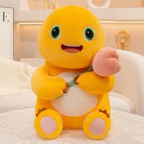 Soft Cute Nailong Milk Dragon Plush Toy Stuffed Animals Dinosaur with Heart Rose Flower Cuddly Plushie for Kids Birthday Gift 35cm