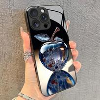 Gradiento krištolinio obuolio rašto grūdinto stiklo telefono dėklas, skirtas iPhone 17 16 15 14 13 12 11 Pro Max 17Air 16E 7 Plus XR XS X Dangtelis iPhone 16 Pro black