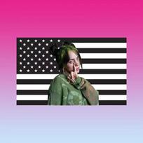 Billie Eilish Rožinė Amerikos Vėliavos Gobelenas Amerikos Vėliavos Žaidėjo Dekoras Interjero Sienos Kabinamas Kambario Dekoracija Sienos Menas Gobelenas 74x94cm(29x37in) white