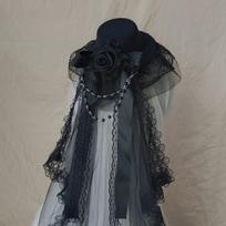 Flowers Bow Decor Gothic Veil Rose Top Hat Black or White Gothic Dark Mini Top Hat Gift Cosplay Costume Lolita Headdress Women gray