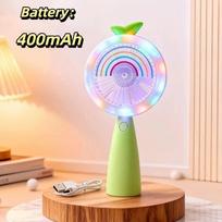 Cute Rainbow Light USB Rechargeable Fan Rechargeable Battery Desktop Cooling Fan  Hot Weather žalia