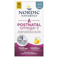 Nordic Naturals, Postpartum Omega-3, Lemon, 1,120 mg, 60 softgels (560 mg per softgel)