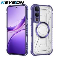 KEYSION Transparent Magnetic Case for VIVO V50 Lite 5G Silicone+PC Heavy Duty Shockproof Phone Back Cover for for VIVO V50 Lite for VIVO V50 Lite violetinė