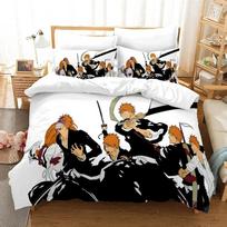 3D Anime Bleach Kurosaki Ichigo Duvet Cover Pillowcase Bedding Set Double Twin Full Queen King Adult Kids Bedclothes Quilt Cover 70x133cm 2pcs black