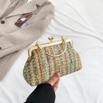 Šiaudais pintas kompaktiškas piniginė ir rankinė moteriška vasarinė peties rankinė per kūną kelioninė paplūdimio rankinė moteriška madinga grandinėlės pirkinių krepšys 21x6x14cm gray