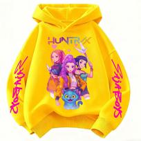 Filmas KPop Demonų Medžiotojai Rumi Mira Zoey Grafinis Džemperis Vyriškas Moteriškas Korėjietiškos Mados Tendencija Streetwear Unisex Atsitiktinis Vilnos Megztinis 140 yellow