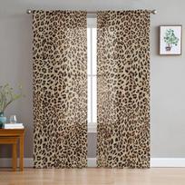 Leopardo rašto tiulio užuolaidos svetainei Permatomos langų užuolaidos Modernus miegamojo dekoras Skaidrios W135 x H137cm