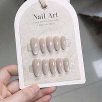 10 Pcs Pink Almond Handmade Press On Nails With 3D Bow Design Full Cover False Nail Tips gray