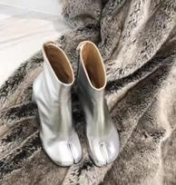 Prekės ženklo dizainas „Tabi“ batai su skeltu nosimi, stambūs aukštakulniai moteriški batai, odiniai „Zapatos Mujer“ mados rudens moteriški batai Botas Mujer 40 sidabras