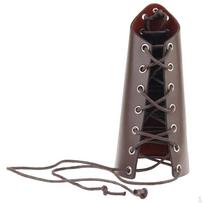Adjustable Strings Leather Arm Bracer Guard - Brown, 18CM ruda