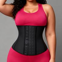 Women Latex Waist Trainer Buckle Tightening Body Shaper Waist Cincher 6XL juoda