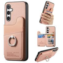 RFID odinis kortelių dėklas nugarėlė Coque Samsung A56 5G 2026 žiedu laikikliu piniginė Etui Galaxy A36 A26 A17 A16 A06 A 16 17 36 56 dangtelis Galaxy A16 4G rožinė