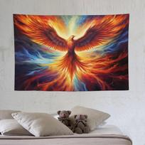 Wall Tapestry for Bedroom Majestic Fantasy Vibrant Rising Fire Bird Phoenix Flags Tapestry for Room Living Room Wall Decor Large 100X150CM