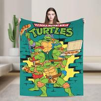 TMNT Breakthrough Flannel Blanket  Warm Soft Throw Blanket for Home Decor Travel Pattern Bedspread Sofa Bed Cover 30x40in black
